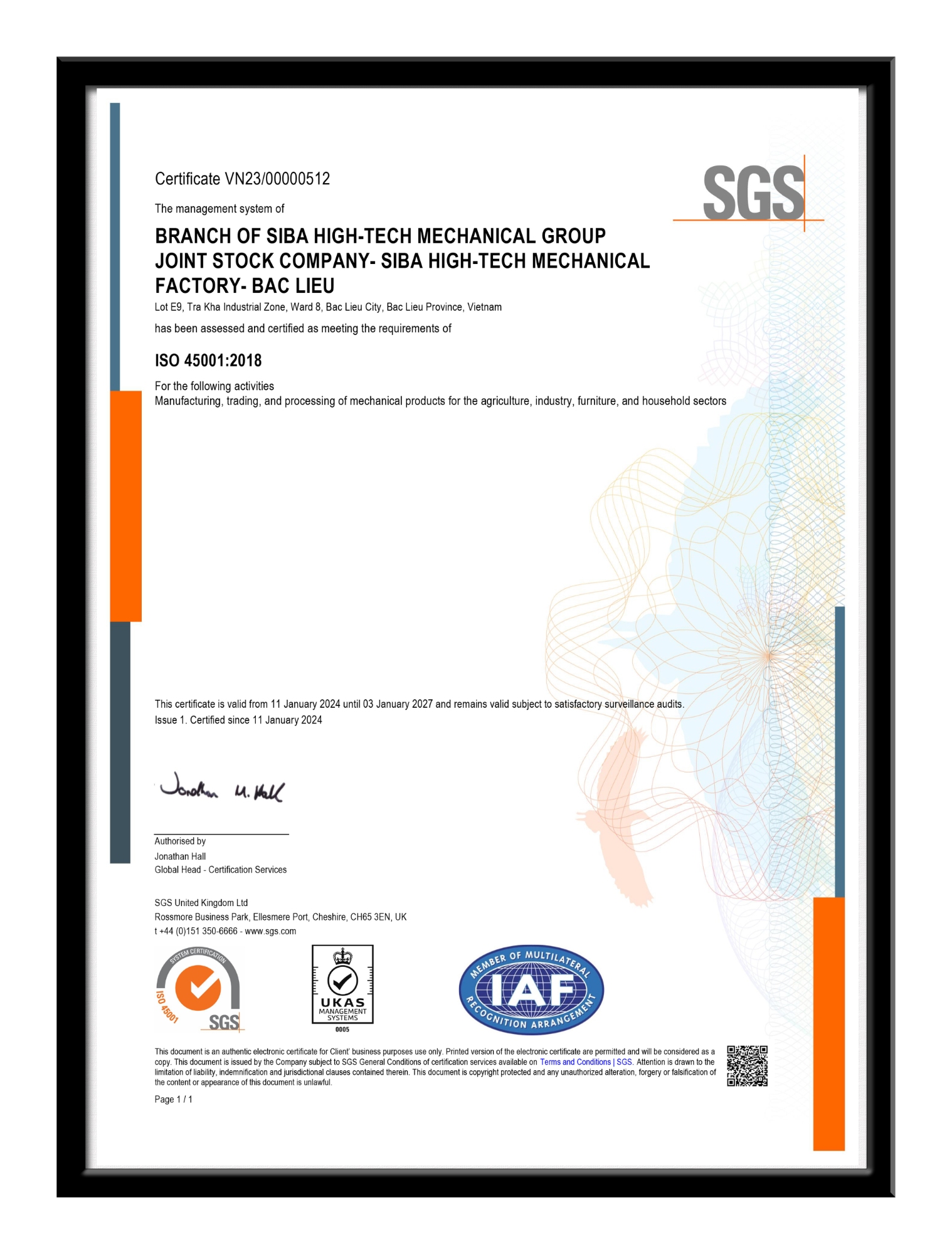 ISO 45001 2018 on Occupational Health and Safety Management System